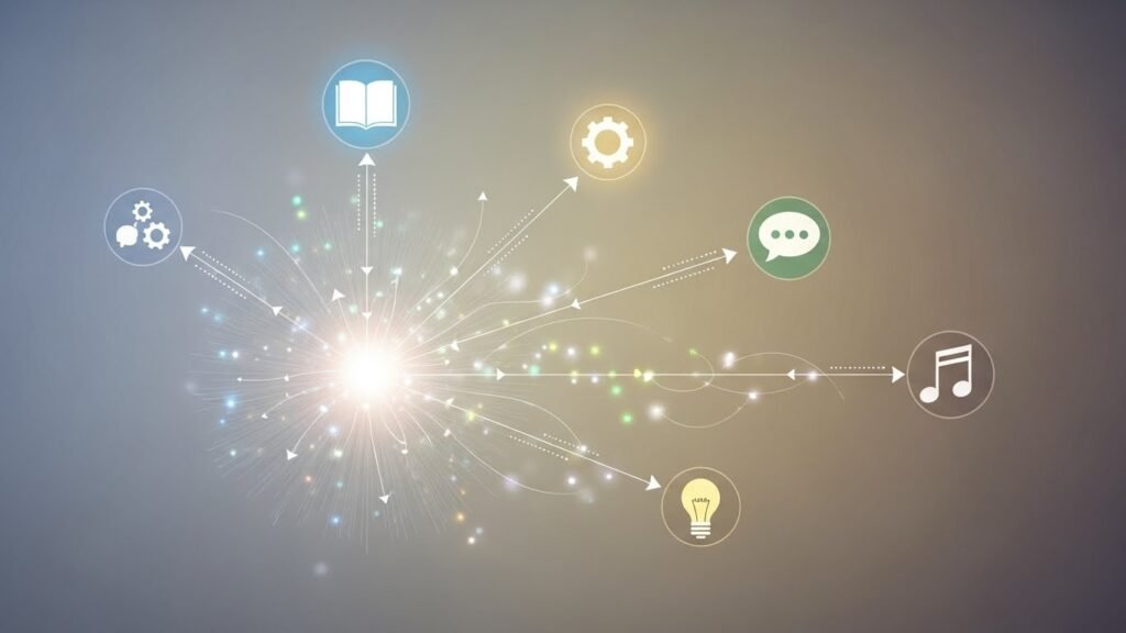 Abstract representation of ideas and knowledge.